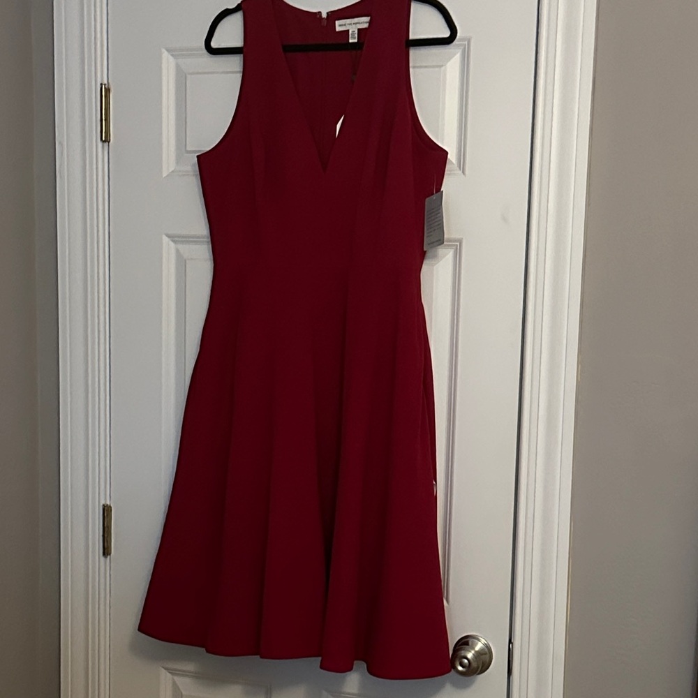 Dress the Population V-Neck Red Mini Dress
